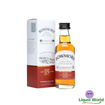 Bowmore 15 Year Old Darkest Sherry Cask Single Malt Scotch Whisky Glass Miniature 50mL 1