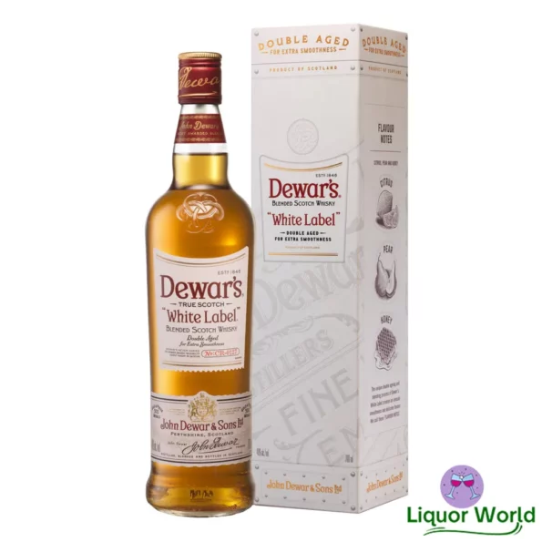 Dewars White Label Double Aged With Gift Box Blended Scotch Whisky 1L 1