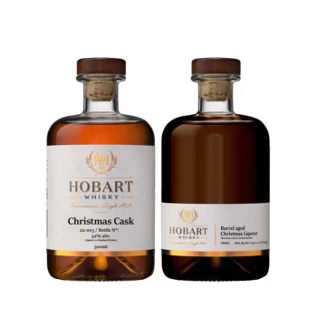 Hobart Whisky Christmas Cask Single Malt Australian Whisky Barrel Aged Christmas Liqueur Gift Pack 2 x 500mL 1
