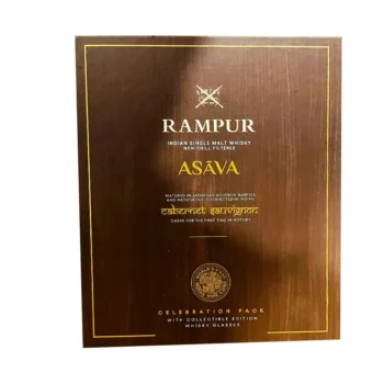 Rampur Asava Indian Single Malt Whisky 700ml gift box with 2 Glasses 4 1